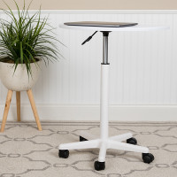 Flash Furniture NAN-JN-2792-WH-GG White Sit to Stand Mobile Laptop Computer Desk